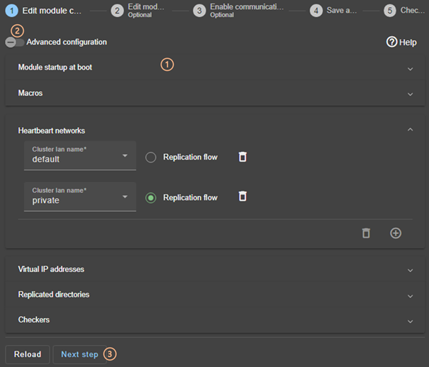 SafeKit web console image
Edit the module configuration using the module configuration wizard