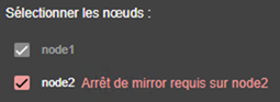 Image de la console web SafeKit
Cas où le nœud ne peut pas être sélectionné, dans l'assistant de configuration du module, parce que le module est en cours d'exécution