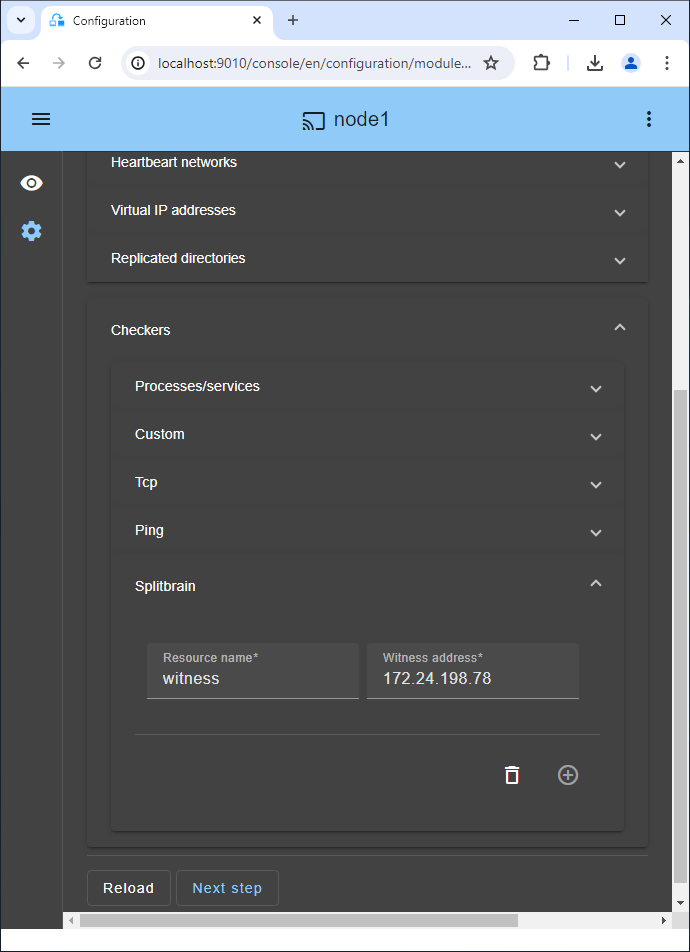 Enter the KVM splitbrain parameters